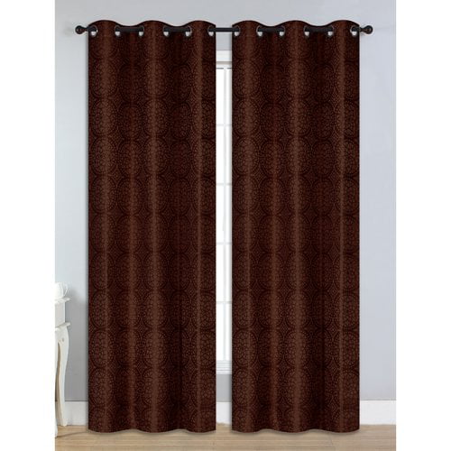 Pair Curtain set 76 in x 84 Chocolate w/ 2 Rope Tiebacks Luxurious 2 Panels